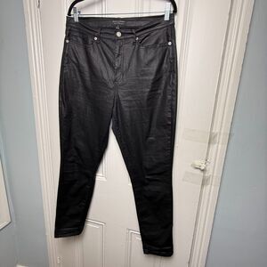 Banana Republic Jeans Womens 31 Black Coated Denim Curvy High Rise Skinny Leg